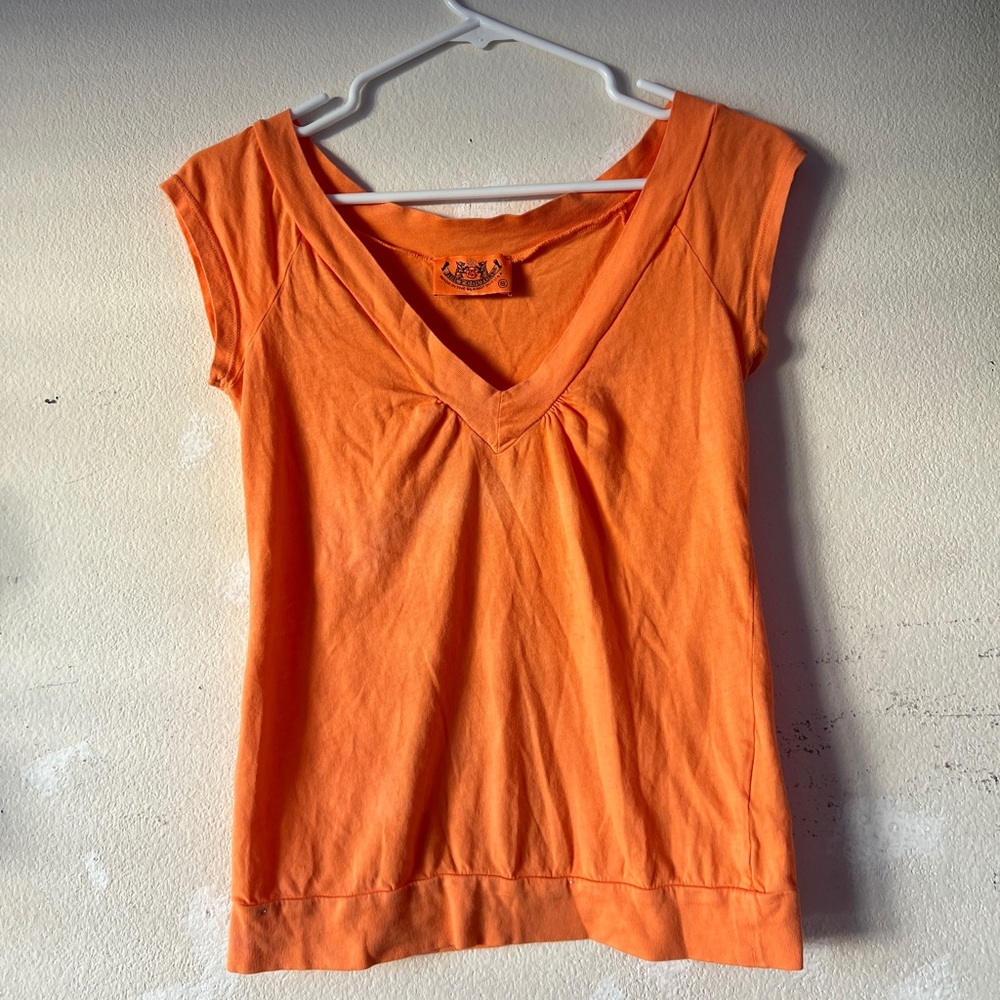 Juicy Couture Bold Orange Cap Sleeve Top vintage y2k